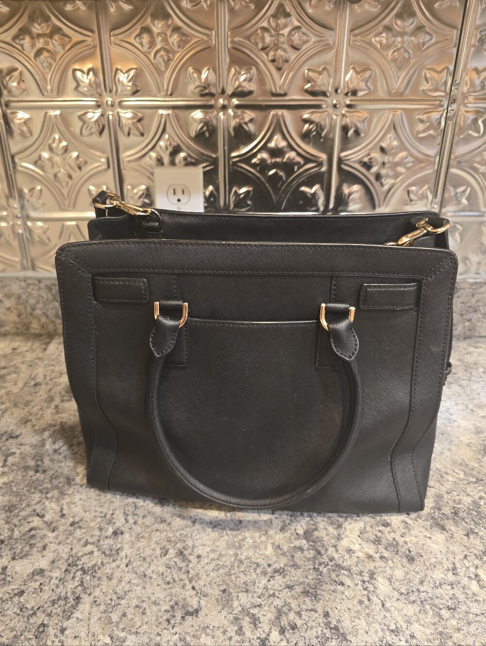 Michael Kors Dillon Saffiano Leather Satchel With Gold Hardware - Picture 4 of 8